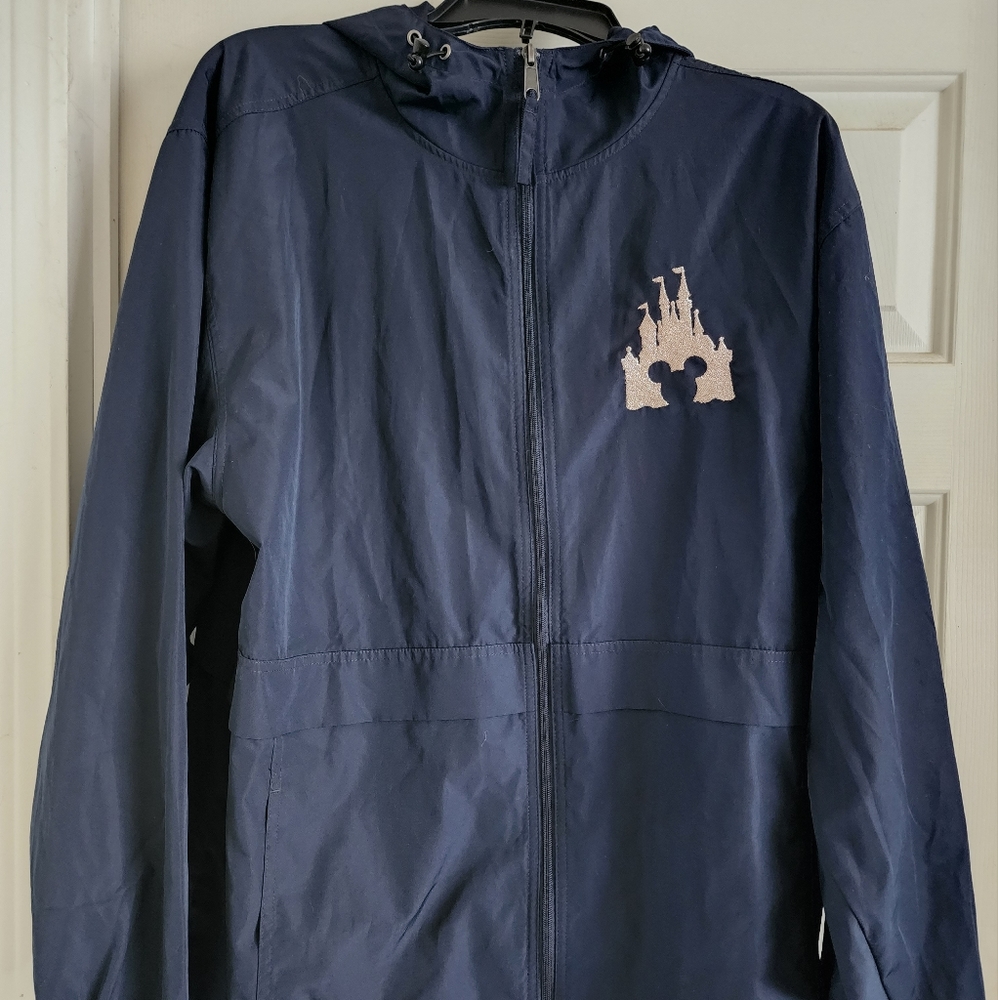 Navy Disney Mickey Rose Gold Castle waterproof windbreaker